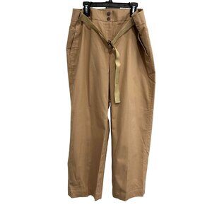 Lizgolf Sloane Womens Khaki Cotton Bamboo Pants With D-Ring Belt Sz 10